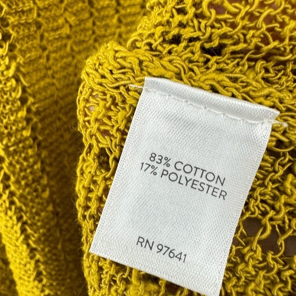 NWT J Jill Size XL Textured Gilded Coin Open Stitch Knit Sweater Mustard Boho - Picture 4 of 6